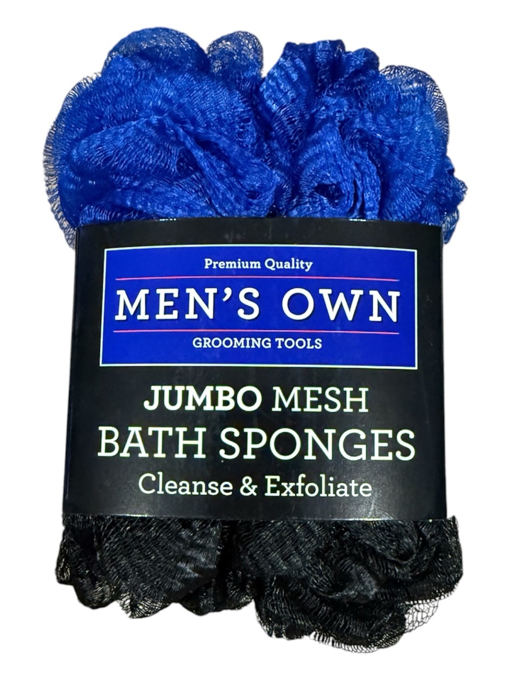 Jumbo Mesh Bath Sponges - Blue & Black